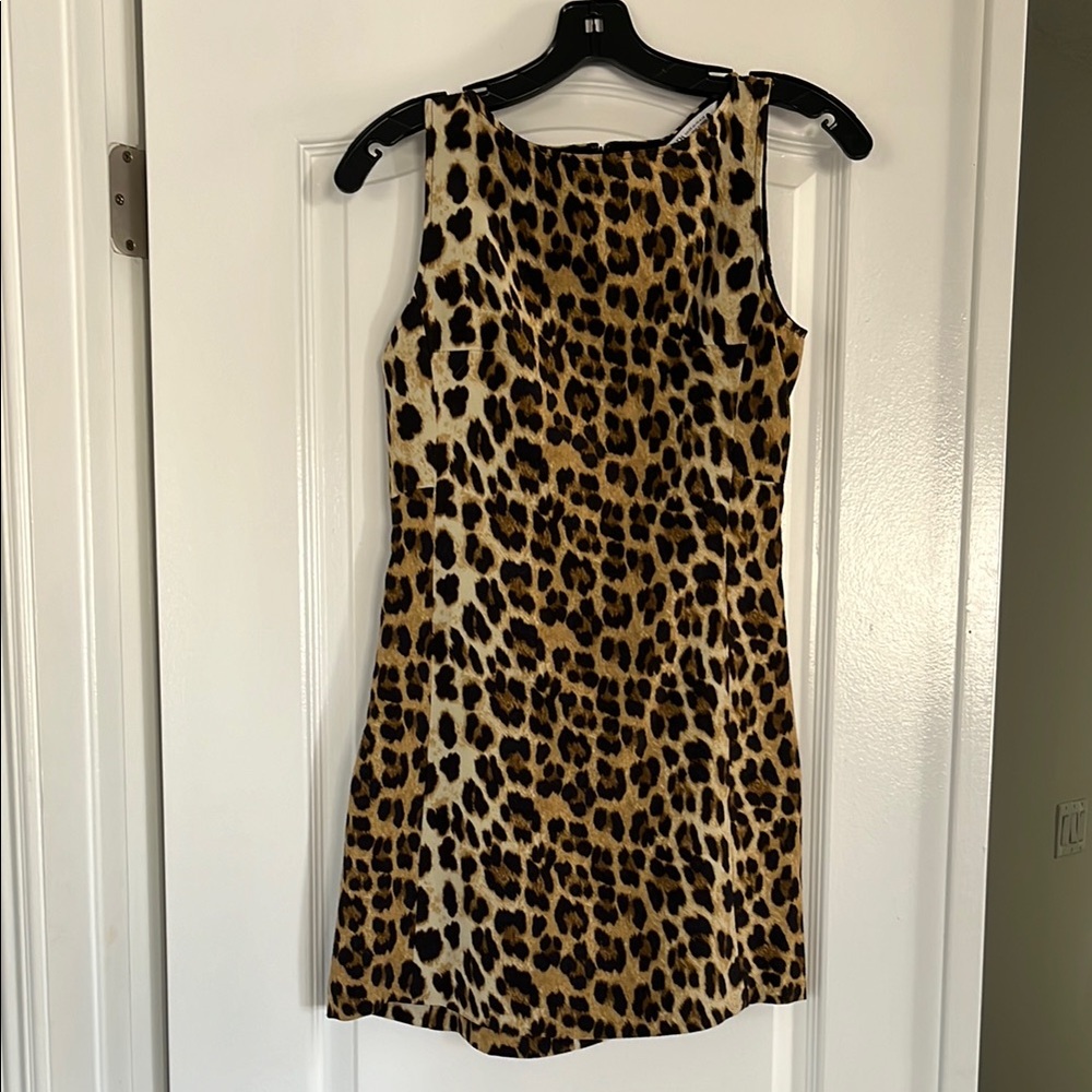 Zara Leopard Print Sleeveless Shift Dress - Brown, Black, Cream